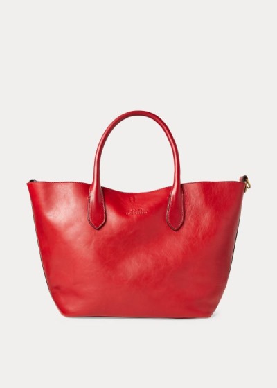 Bolsos De Mano Polo Ralph Lauren Mujer Rojos - Leather Medium Bellport - EZIBO5619